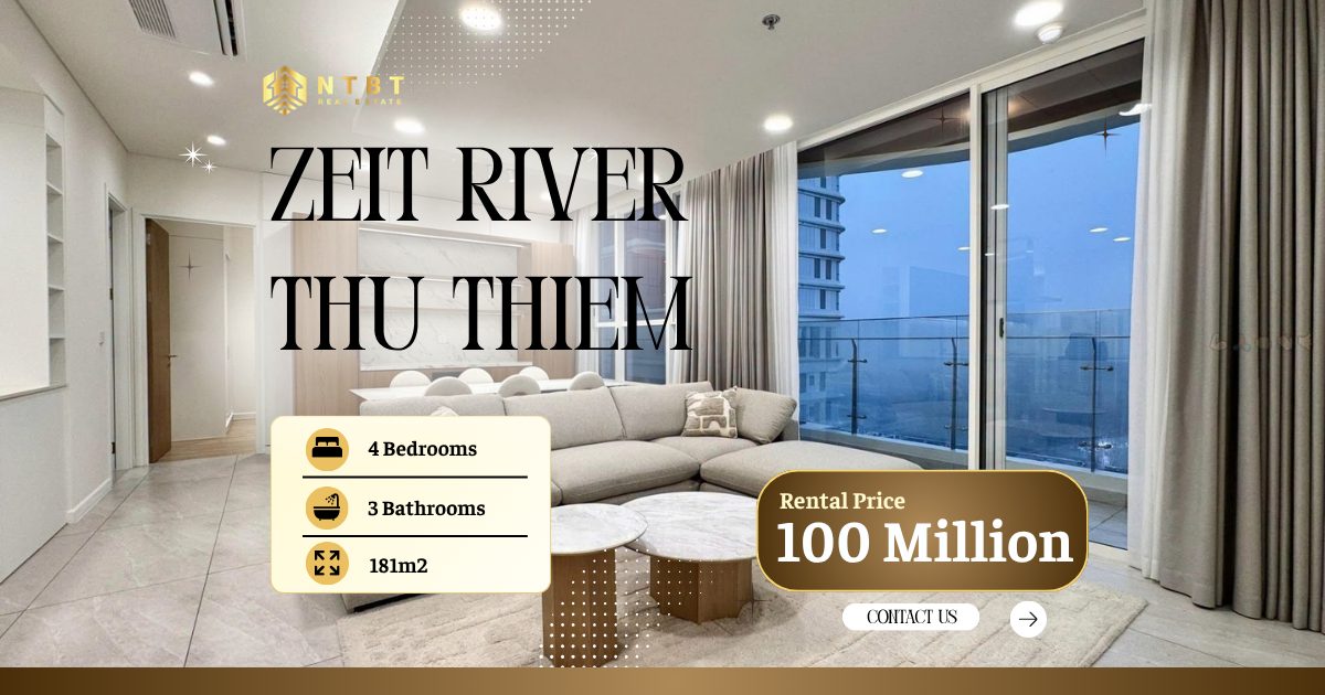 Cho Thuê Căn Hộ 4 Phòng Ngủ Cao Cấp Zeit River Thủ Thiêm – Nội Thất Mới, View Thoáng – ảnh 1